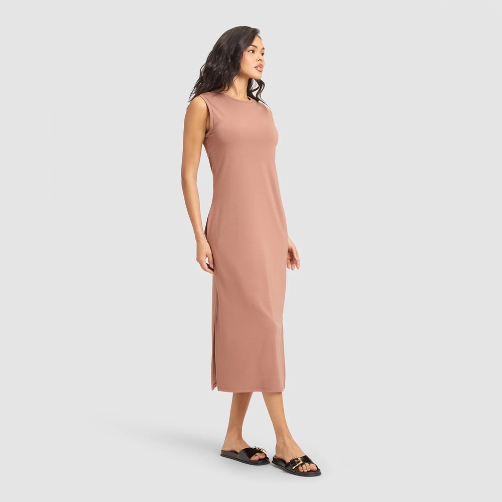 Cozy Earth Women's Brushed Bamboo Sleeveless Midi Dress Medium